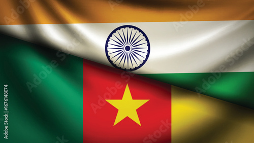 cameroon and india flag fusion design