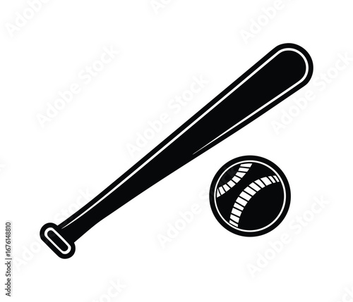 Baseball Bat and Ball Vector Illustration for Sports Design