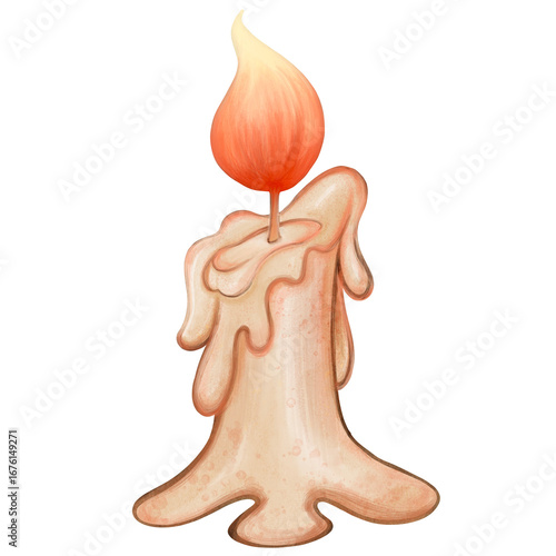 watercolor painting of vintage candle, Halloween decoration, other festivals 