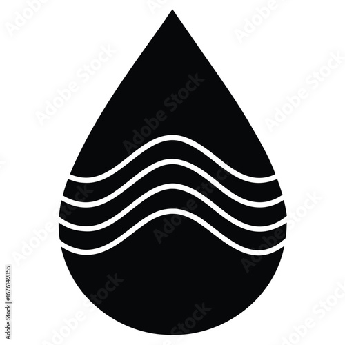 Black water drop with white waves liquid