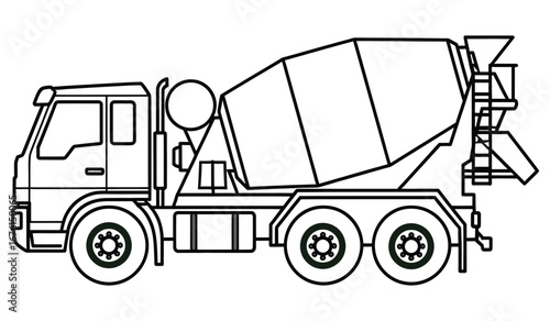 Vector art of concrete mixer truck
