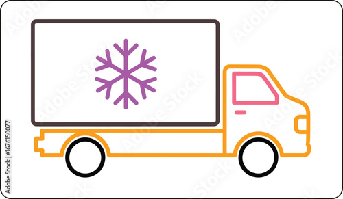 Vector art of refrigerated truck with snowflake symbol