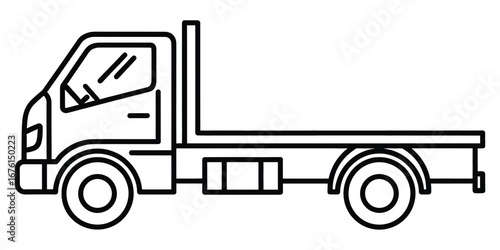 Vector art of simple line drawing of a flatbed truck