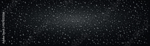 Realistic drops of water on a black background - Vector illustration