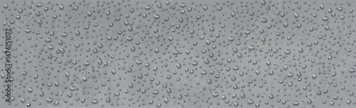 Realistic water drops on gray concrete background - Vector illustration