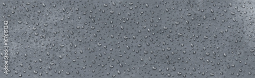 Realistic water drops on gray concrete background - Vector illustration