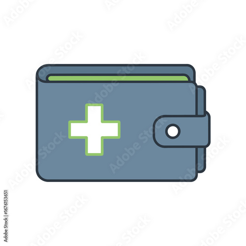 Wallet with medical cross symbol representing healthcare finance.