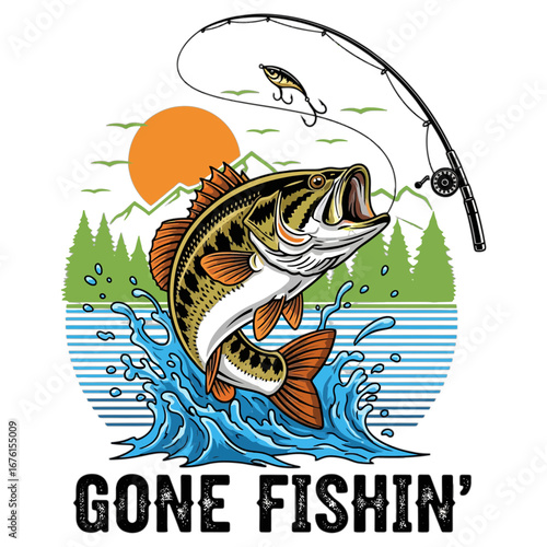 Gone Fishin' - A Bass Leaping from the Water