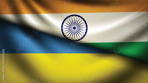 ukraine and india flag fusion design