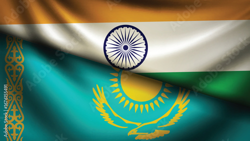 kazakhstan and india flag fusion design