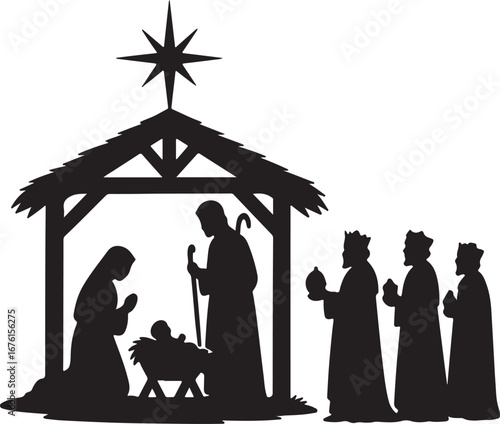 Nativity scene figures stable star jesus mary