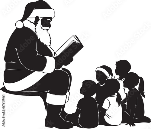 Santa Claus reading book to children story time