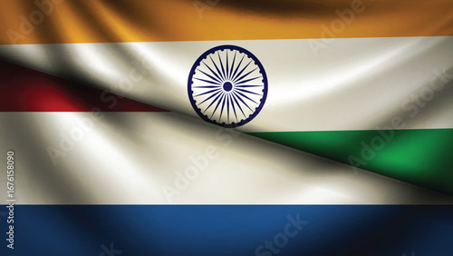 netherlands and india flag fusion design