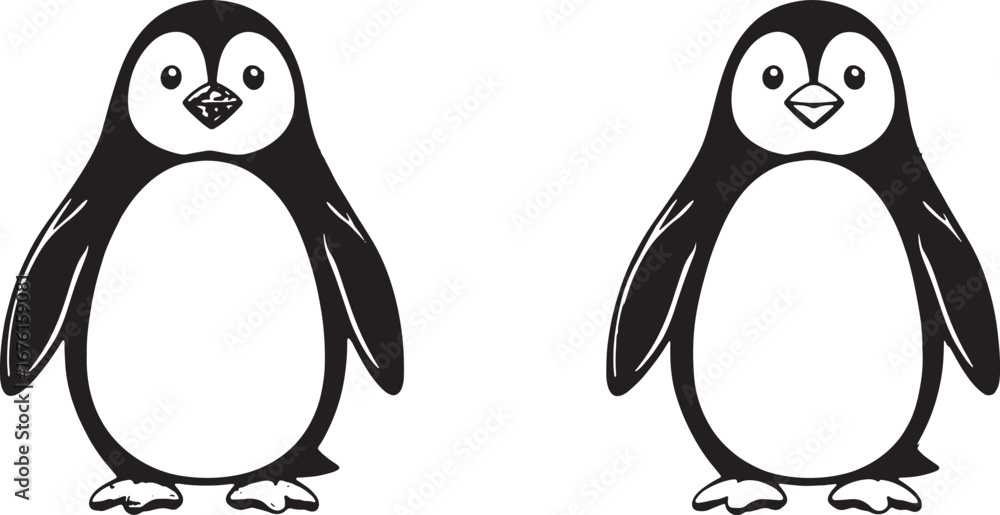 Naklejka premium Cute Black and White Penguin Vector Illustration – Cartoon Animal Graphic Design