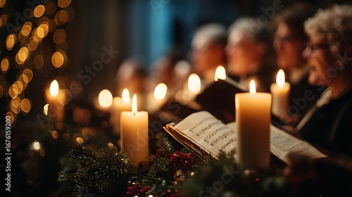 Christmas Choir Singing Carols with Candles 