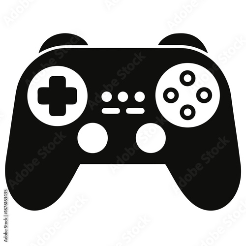 Simplified Black Game Controller with Negative Space Buttons