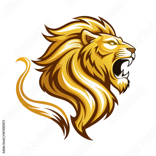 Wallpaper Mural Elegant Roaring Lion Logo with Golden Mane Swirls and Serif Typography for Premium Branding Torontodigital.ca