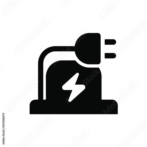 Charging Station with Lightning Bolt Electric Vehicle Infrastructure Illustration EV Charging Point Symbol