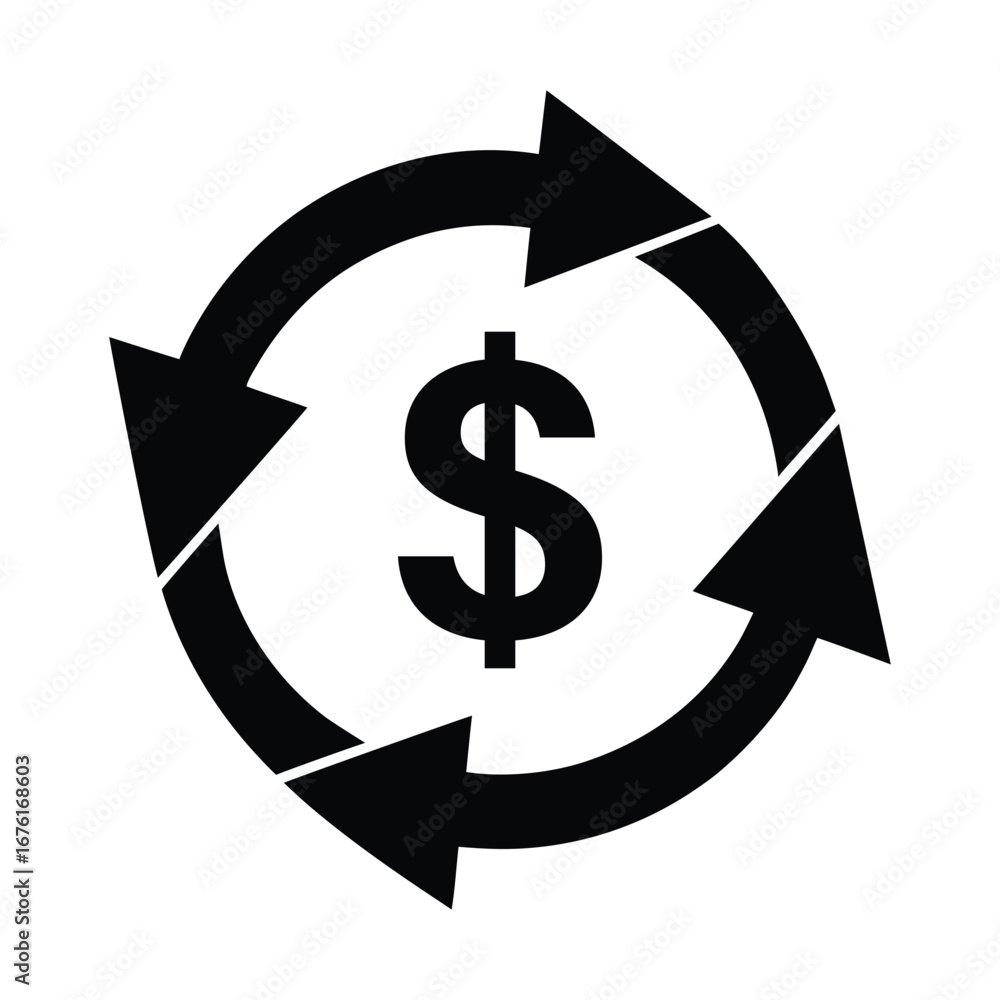 Fototapeta premium Dollar Arrow Exchange Icon Vector Illustration