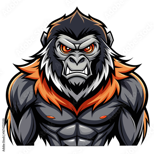 Intense Ape Mascot with Bold Shadowed Fur