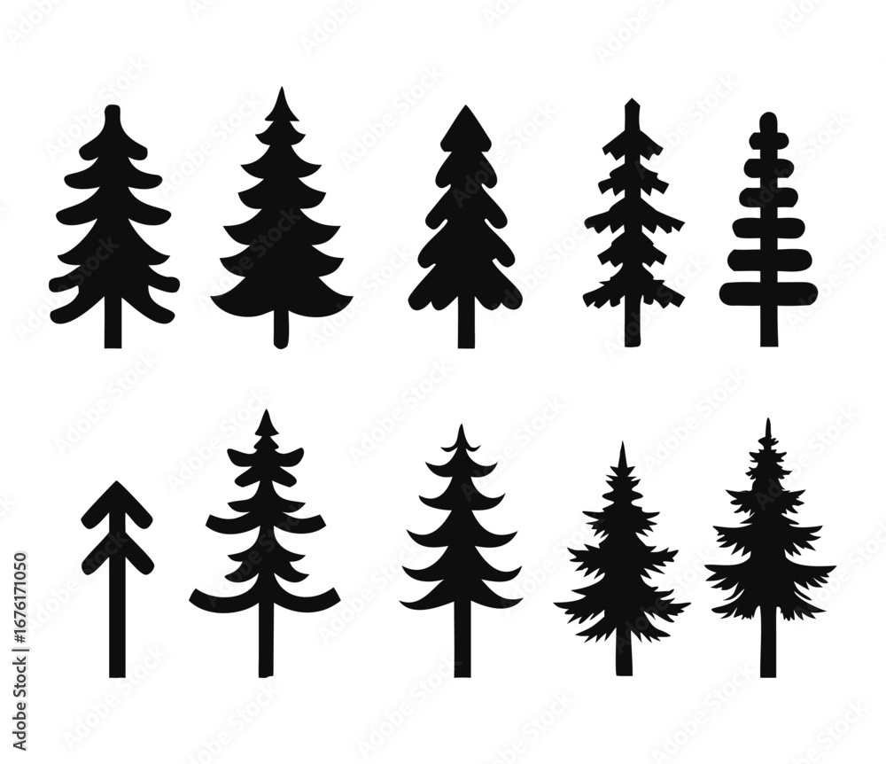 Fototapeta premium pine trees silhouette vector