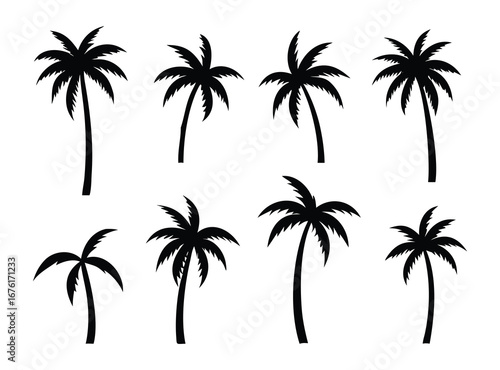 set of palm tree silhouettes