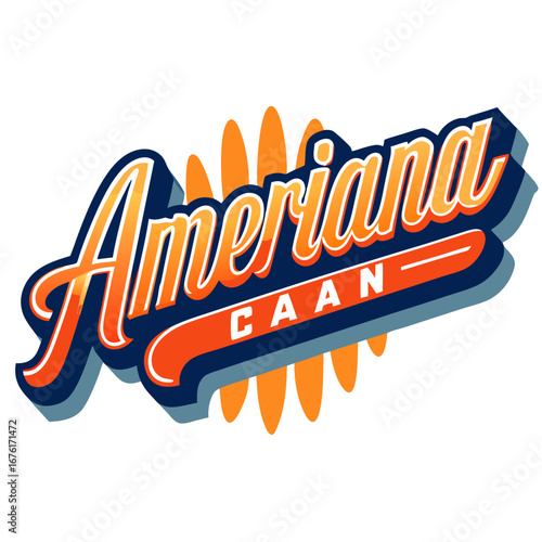 Bold Americana Text Graphic with Classic Serif Font and Radiant Edge Glow in Clean Vector Layout