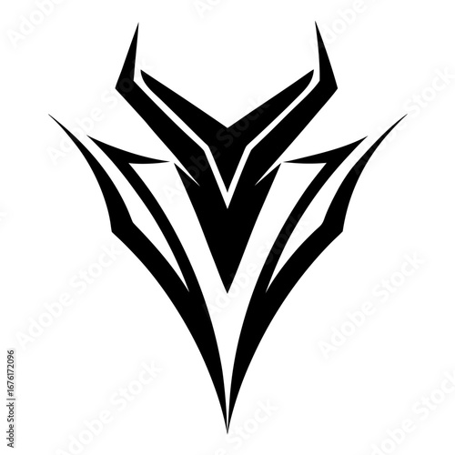 Abstract Tribal V-Shaped Symbol in Bold Black