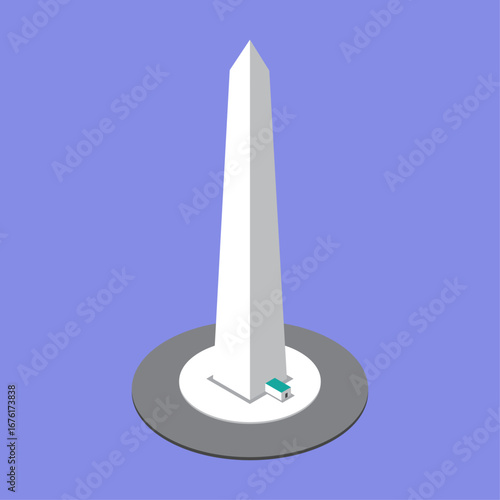 Isometric vector illustration of a tall white obelisk monument