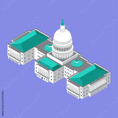 Isometric Illustration of the United States Capitol Building