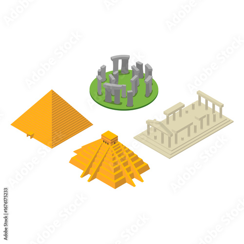 Isometric Wonders Pyramids, Stonehenge, Temples and Ancient Civilizations
