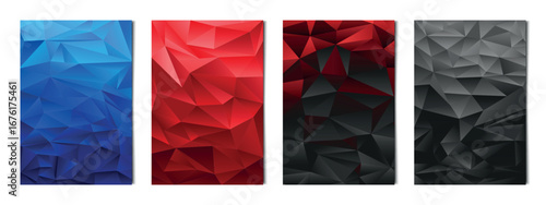 Set of 4 pcs abstract triangles multicolored backgrounds, templates for advertising, business cards, textures - Vector illustration