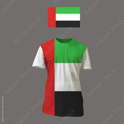 United Arab Emirates national flag concept on a casual t-shirt mockup