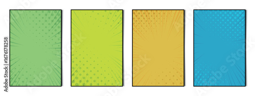 Set of 4 pcs abstract backgrounds comic zoom texture for advertising, business cards and banners - Vector illustration