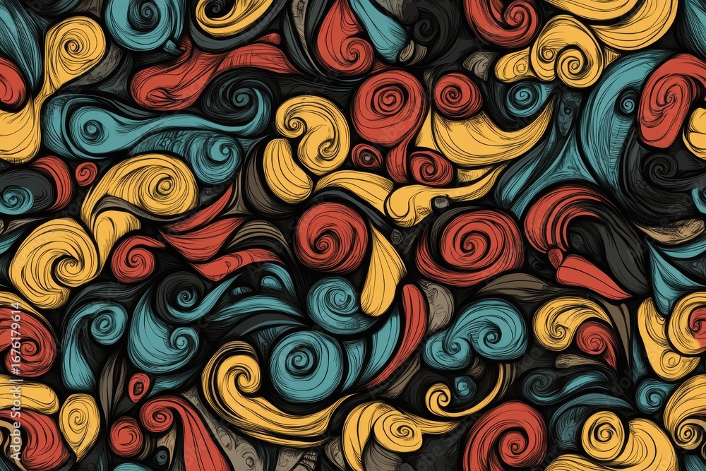 seamless pattern of colored hand drawn doodle, Hand-drawn doodle pattern in bright colors seamless pattern of colored hand drawn doodle, Hand-drawn doodle pattern in bright colors