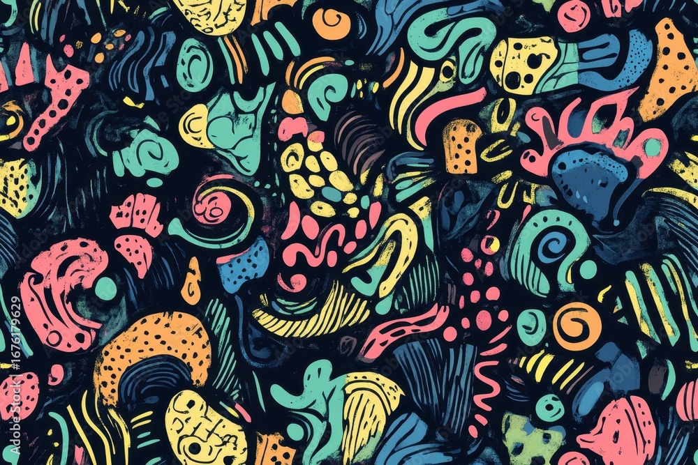 seamless pattern of colored hand drawn doodle, Hand-drawn doodle pattern in bright colors seamless pattern of colored hand drawn doodle, Hand-drawn doodle pattern in bright colors