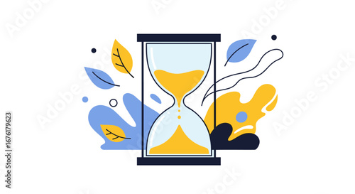 The flow of time through an hourglass illustrating the passage of moments