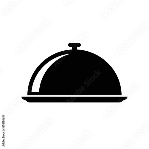 Dish Cover Icon A Simple Black and White Silhouette for Food Presentation