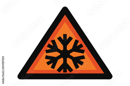 Safety warning triangle graphic with text elements