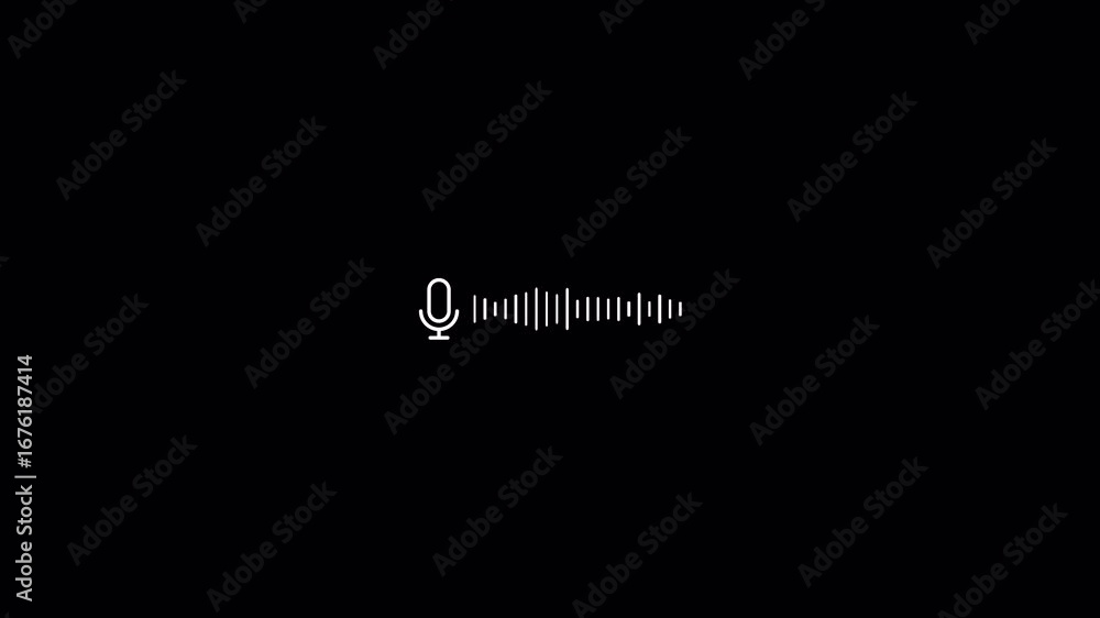 Audio visualizer animation with mic symbol icon on a transparent background motion graphic isolated. audio wave background or sound wave line art microphone icon for music apps and website.