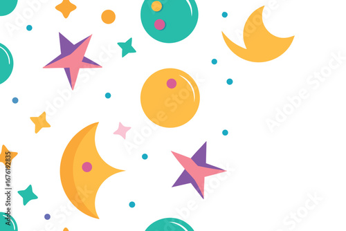 Vibrant seamless pattern with geometric and organic elements