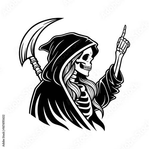Female Grim Reaper Skeleton SVG Vector file, Female Grim Reaper Skeleton vector cut file
