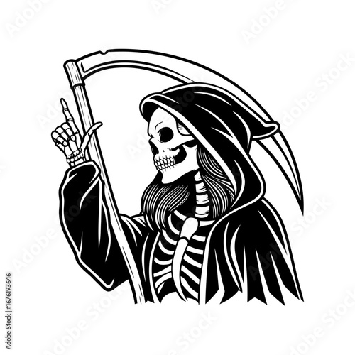 Female Grim Reaper Skeleton SVG Vector file, Female Grim Reaper Skeleton vector cut file