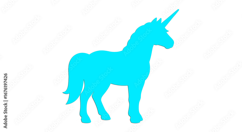 Fototapeta premium Gleaming unicorn logo arcs across pastel sky, horn aglow, mane flowing, symbolizing pure magic and wonder. 