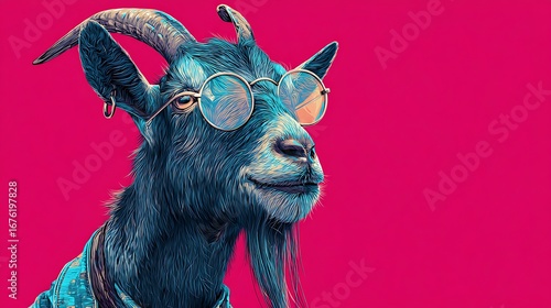 pop art style goat color background