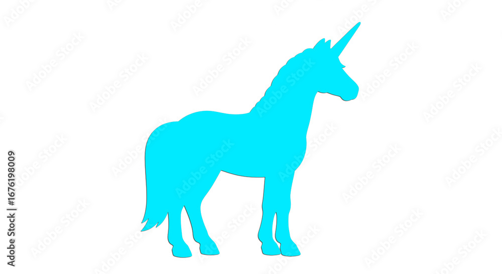 Fototapeta premium Gleaming unicorn logo arcs across pastel sky, horn aglow, mane flowing, symbolizing pure magic and wonder. 