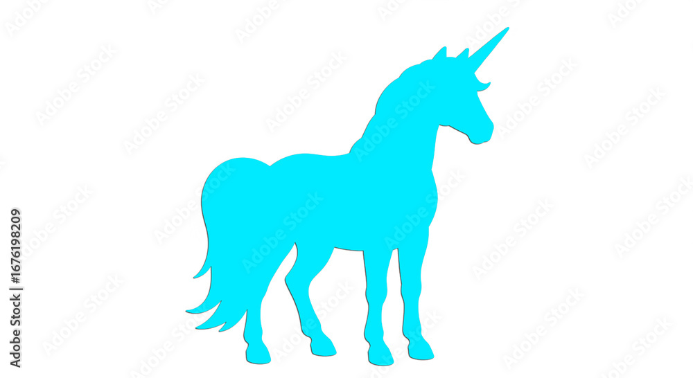Fototapeta premium Gleaming unicorn logo arcs across pastel sky, horn aglow, mane flowing, symbolizing pure magic and wonder.
