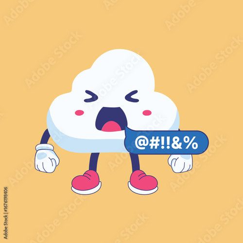 Angry Cloud with Censored Speech Bubble Illustration