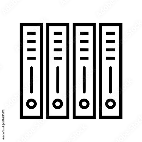 Four Black Line Art File Binders Icon

