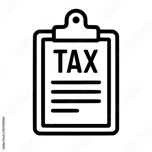 Isolated Tax Document on Clipboard Line Icon
